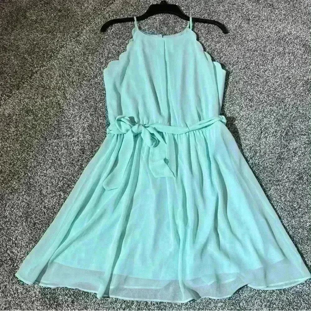 iZ Byer Women's Mint Scallop Skater Dress Size L- Bridesmaid